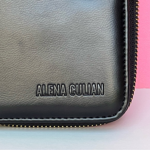NEW! Alena Culian Faux Leather Long Wallet Wristlet Black with Dust bag - Picture 6 of 8